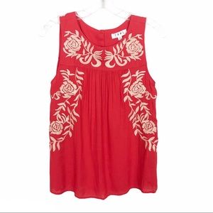 Anthropologie THML Red Embroidered Top Size Small